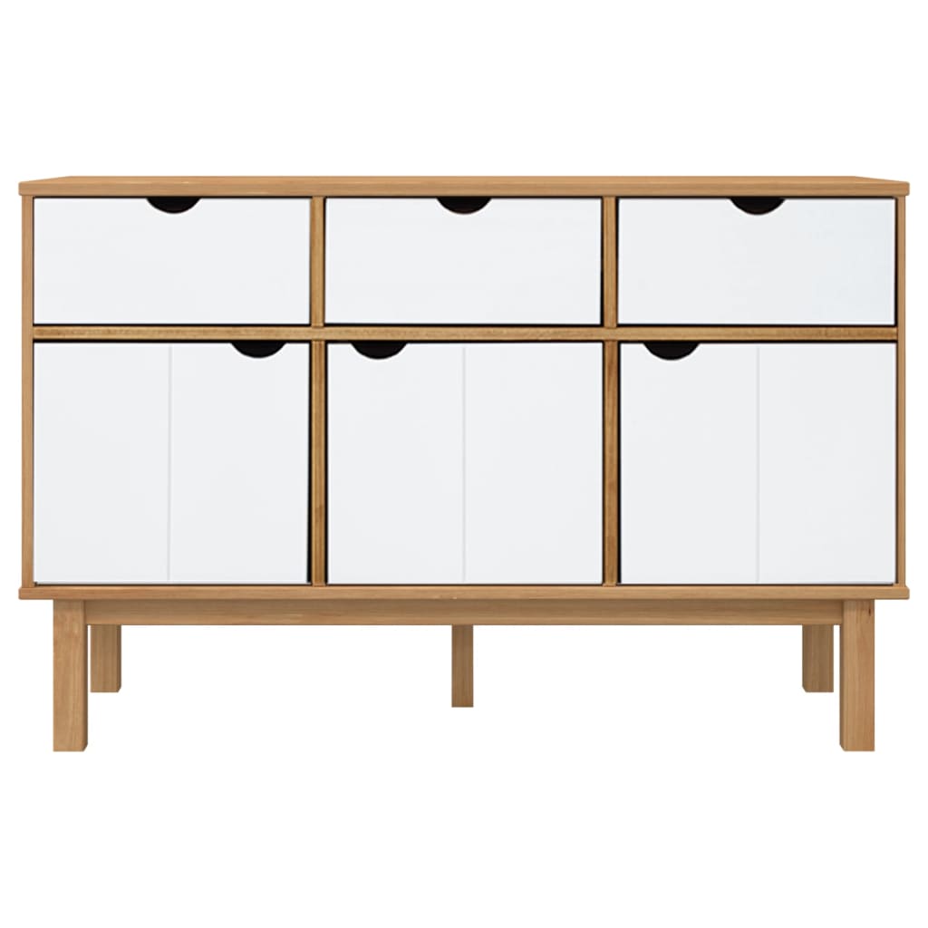 vidaXL Buffet OTTA marron et blanc 114x43x73,5 cm en pin massif