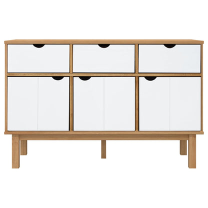 vidaXL Buffet OTTA marron et blanc 114x43x73,5 cm en pin massif