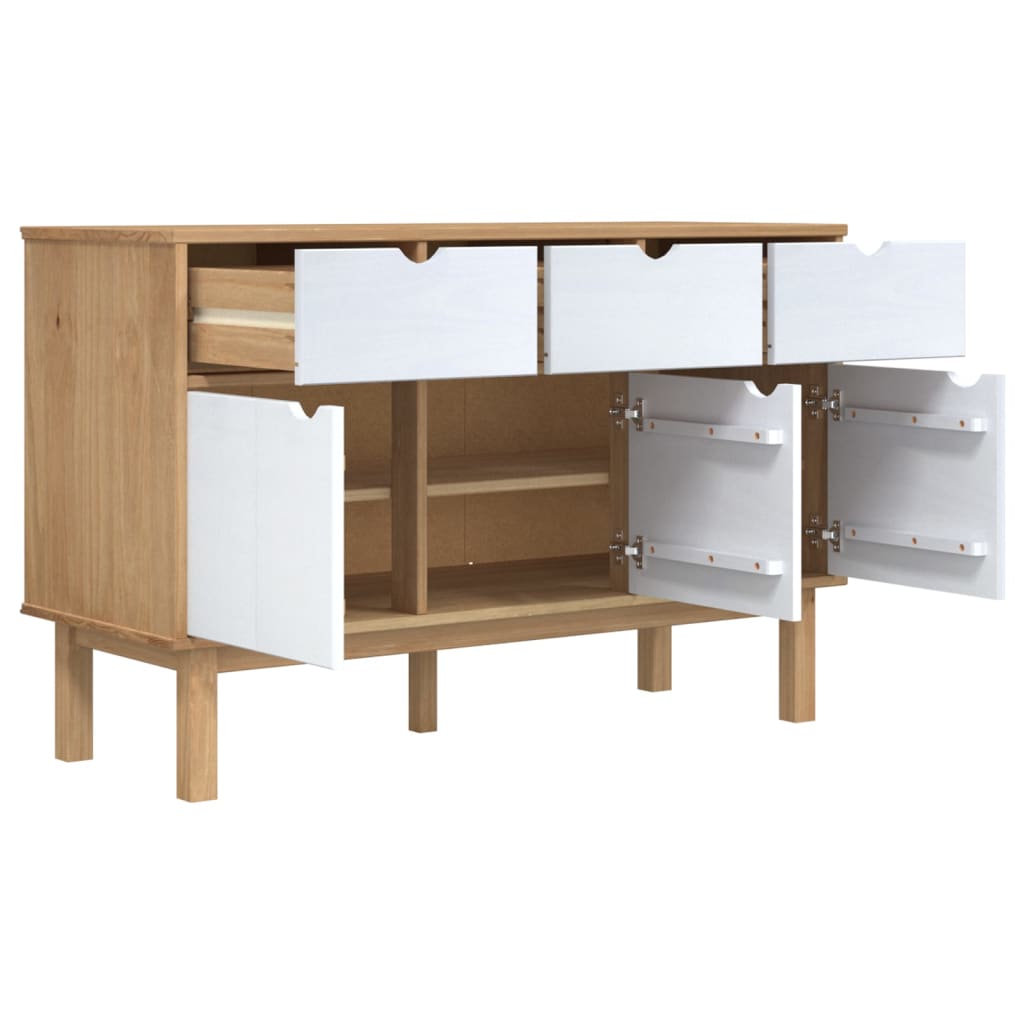 vidaXL Buffet OTTA marron et blanc 114x43x73,5 cm en pin massif