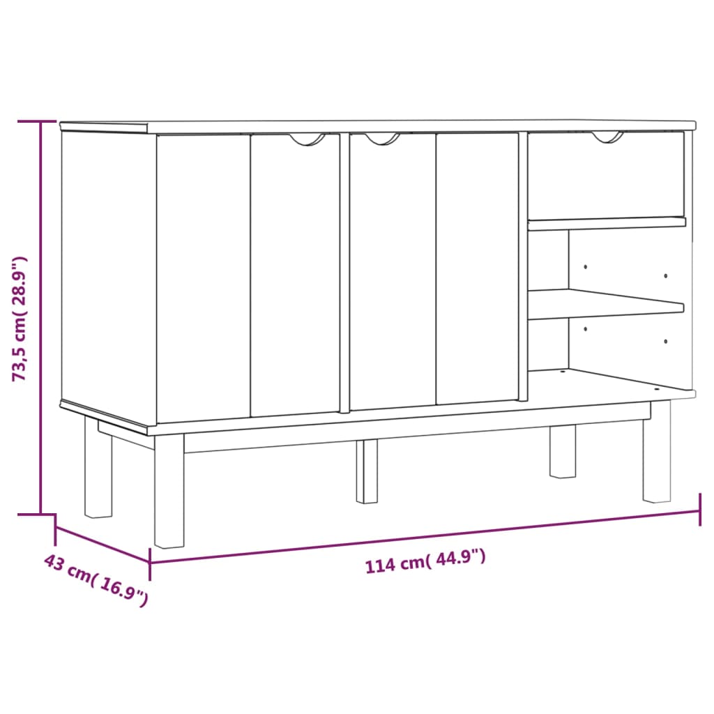 vidaXL Buffet OTTA 114x43x73,5 cm Bois de pin massif