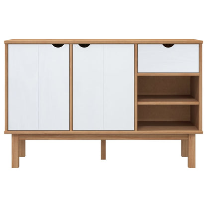 vidaXL Buffet OTTA marron et blanc 114x43x73,5 cm en pin massif