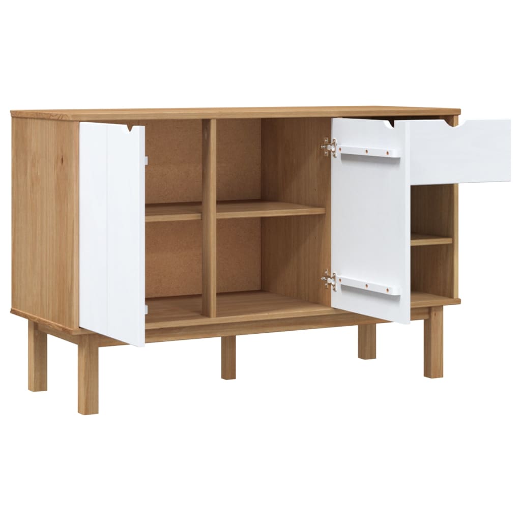 vidaXL Buffet OTTA marron et blanc 114x43x73,5 cm en pin massif