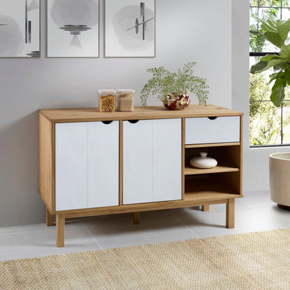 vidaXL Buffet OTTA marron et blanc 114x43x73,5 cm en pin massif