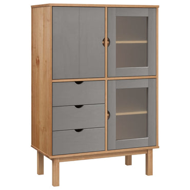 vidaXL Highboard OTTA Marron&Gris 85x43x125 cm Pin Massif