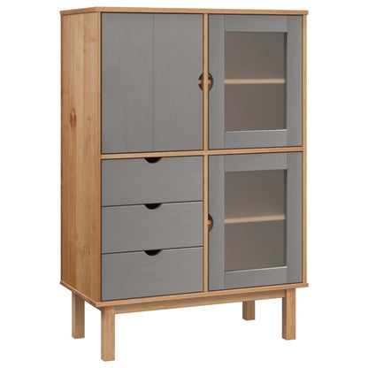 vidaXL Highboard OTTA Marron&Gris 85x43x125 cm Pin Massif