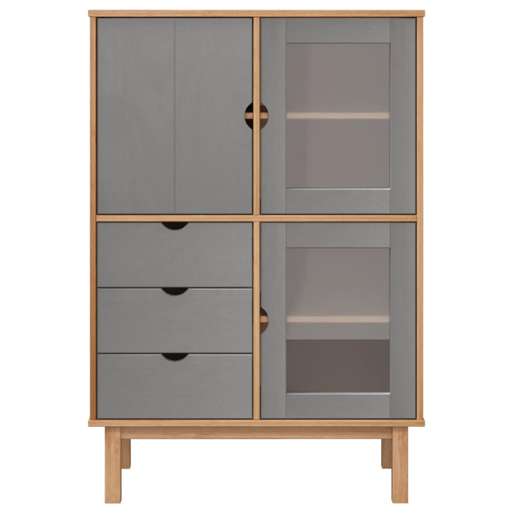 vidaXL Highboard OTTA Marron&Gris 85x43x125 cm Pin Massif