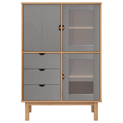 vidaXL Highboard OTTA Marron&Gris 85x43x125 cm Pin Massif