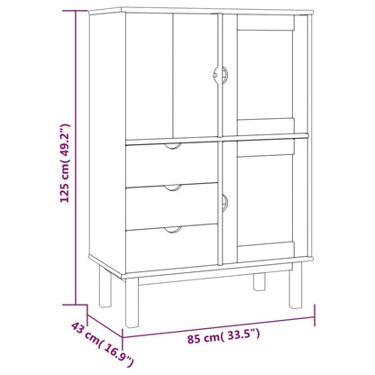 vidaXL Highboard OTTA Marron&Gris 85x43x125 cm Pin Massif