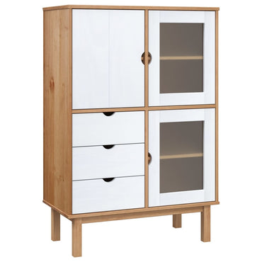 vidaXL Bahut haut OTTA Marron et Blanc 85x43x125 cm Bois de pin massif