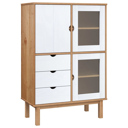 vidaXL Bahut haut OTTA Marron et Blanc 85x43x125 cm Bois de pin massif