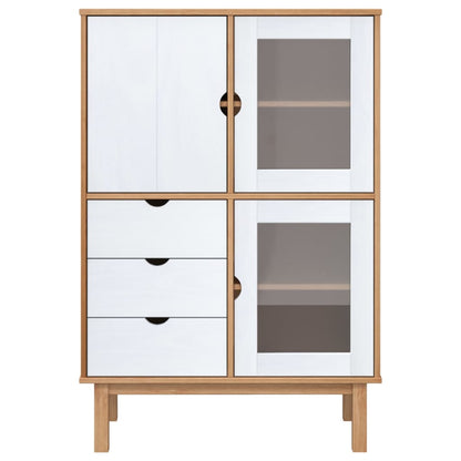 vidaXL Bahut haut OTTA Marron et Blanc 85x43x125 cm Bois de pin massif