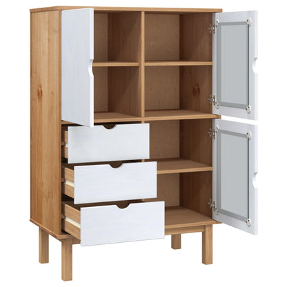 vidaXL Bahut haut OTTA Marron et Blanc 85x43x125 cm Bois de pin massif