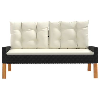 vidaXL 4-tlg. Garten-Lounge-Set mit Kissen Poly Rattan&Massivholz