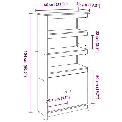 vidaXL Buffet haut 80x35x154 cm Bois de pin massif