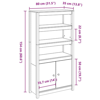 vidaXL Buffet haut blanc 80x35x154 cm Pin massif