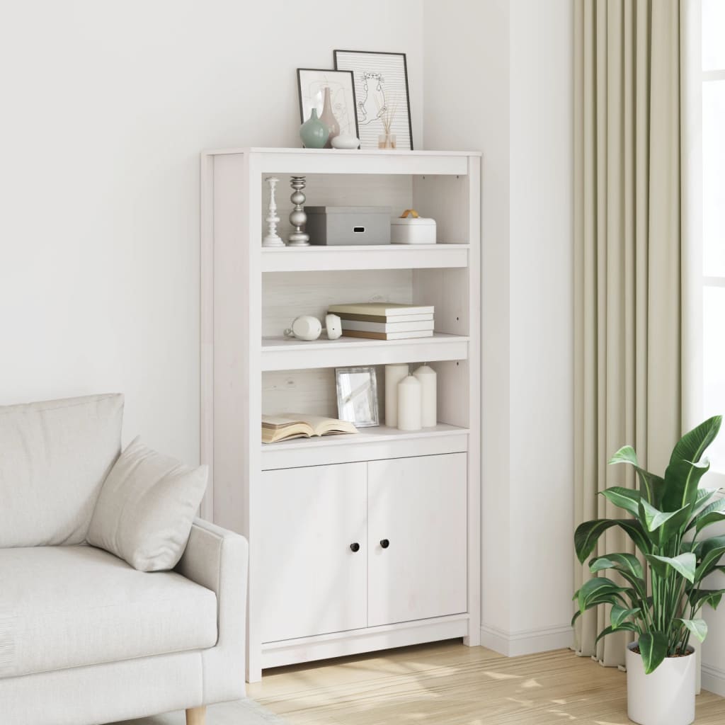 vidaXL Buffet haut blanc 80x35x154 cm Pin massif