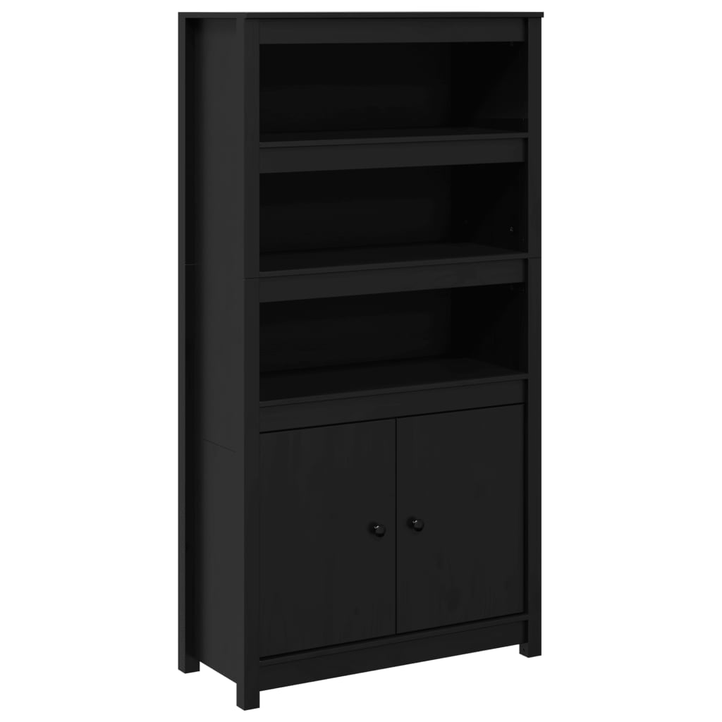 vidaXL Highboard noir 80x35x154 cm Bois de pin massif