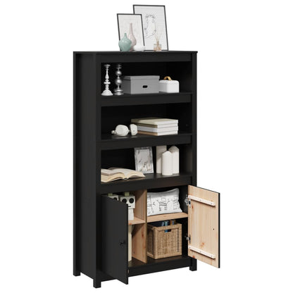 vidaXL Highboard noir 80x35x154 cm Bois de pin massif