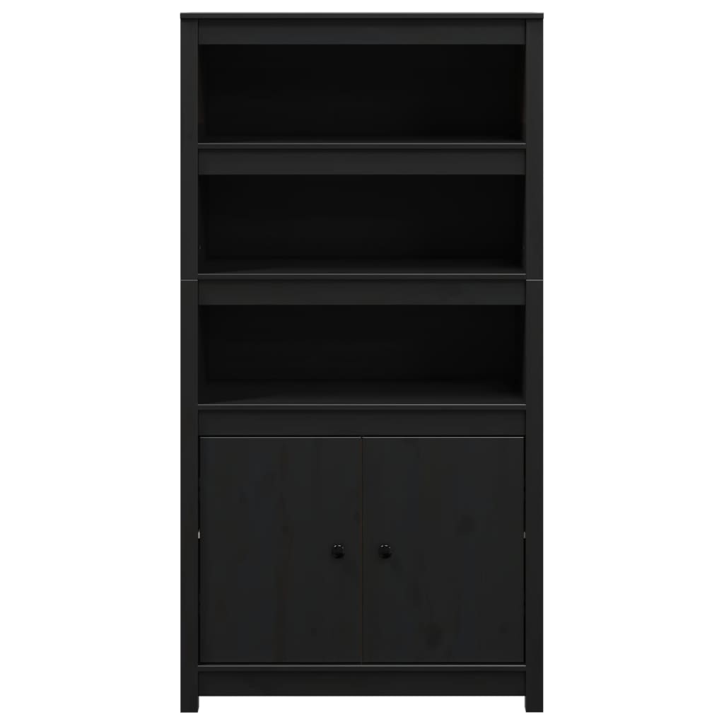vidaXL Highboard noir 80x35x154 cm Bois de pin massif