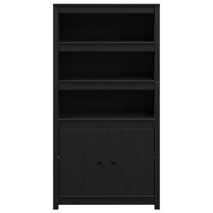 vidaXL Highboard noir 80x35x154 cm Bois de pin massif