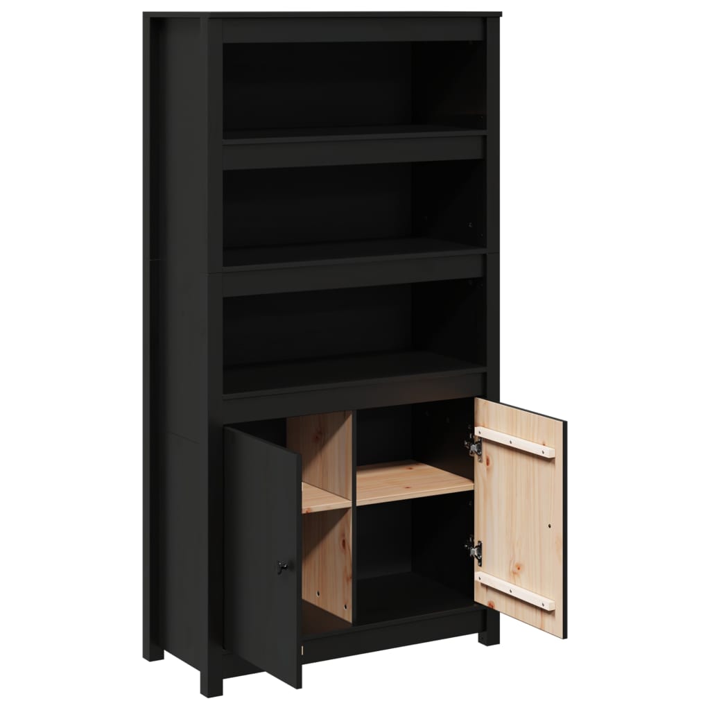 vidaXL Highboard noir 80x35x154 cm Bois de pin massif