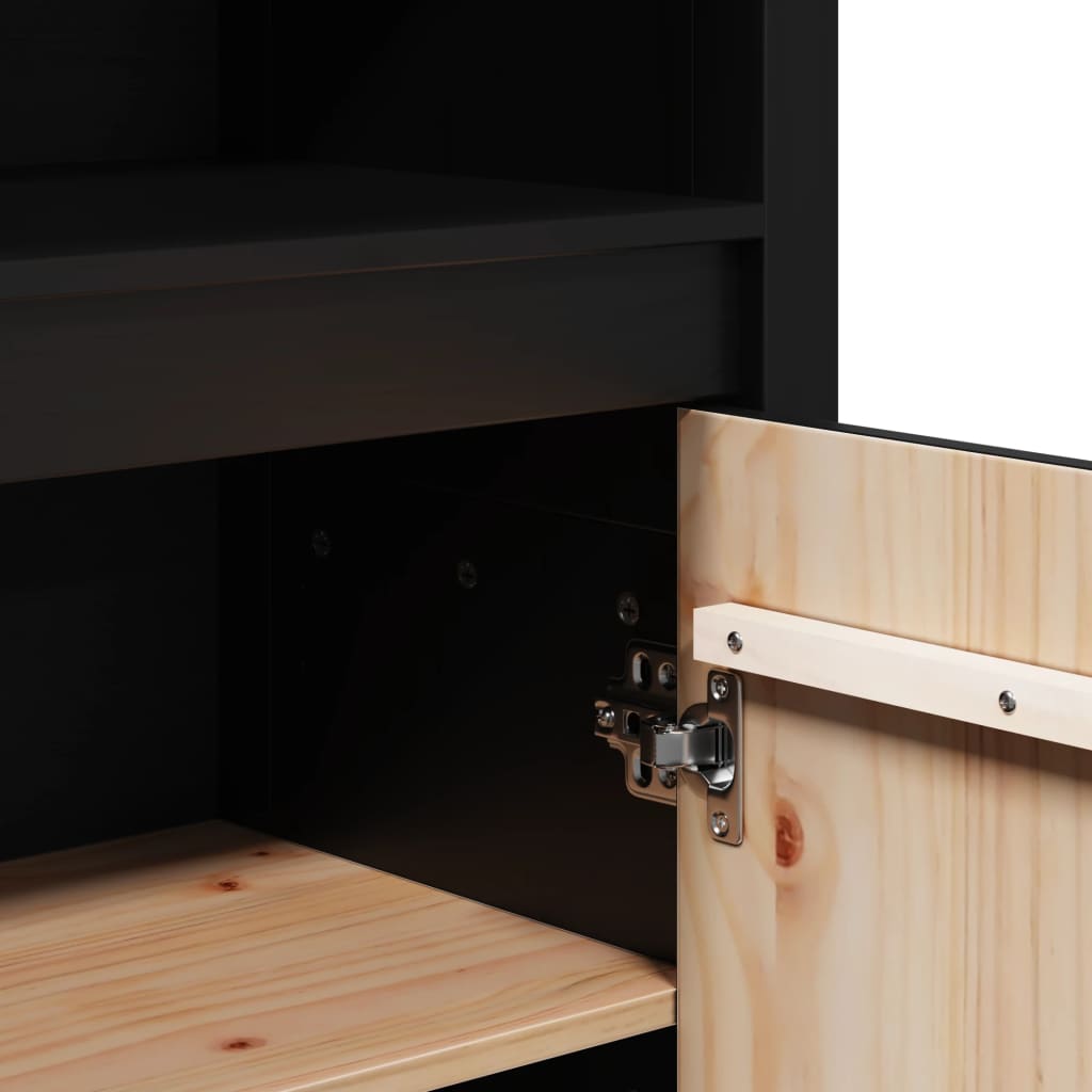 vidaXL Highboard noir 80x35x154 cm Bois de pin massif
