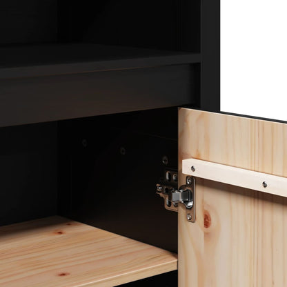 vidaXL Highboard noir 80x35x154 cm Bois de pin massif
