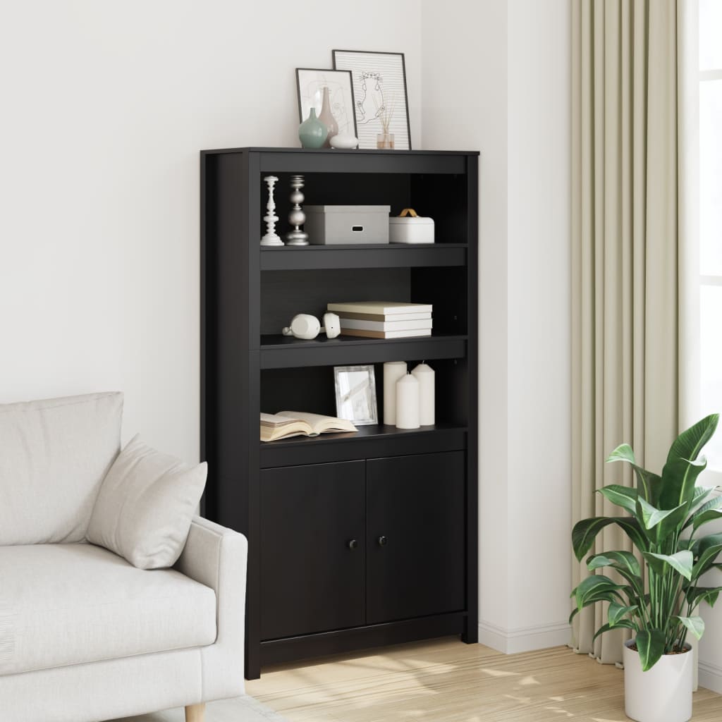 vidaXL Highboard noir 80x35x154 cm Bois de pin massif