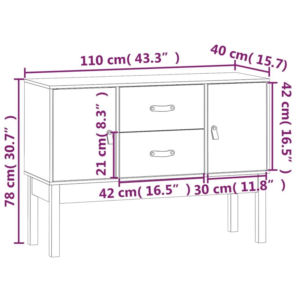 vidaXL Bahut 110x40x78 cm Bois de pin massif