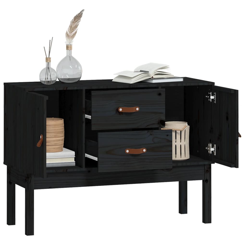 vidaXL Buffet Noir 110x40x78 cm Bois de pin massif