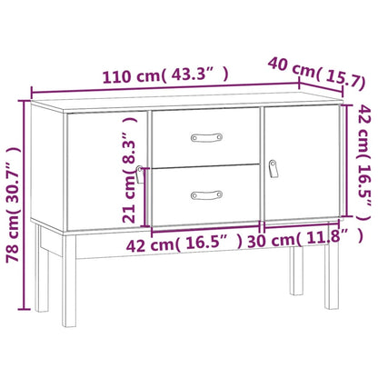 vidaXL Buffet Noir 110x40x78 cm Bois de pin massif