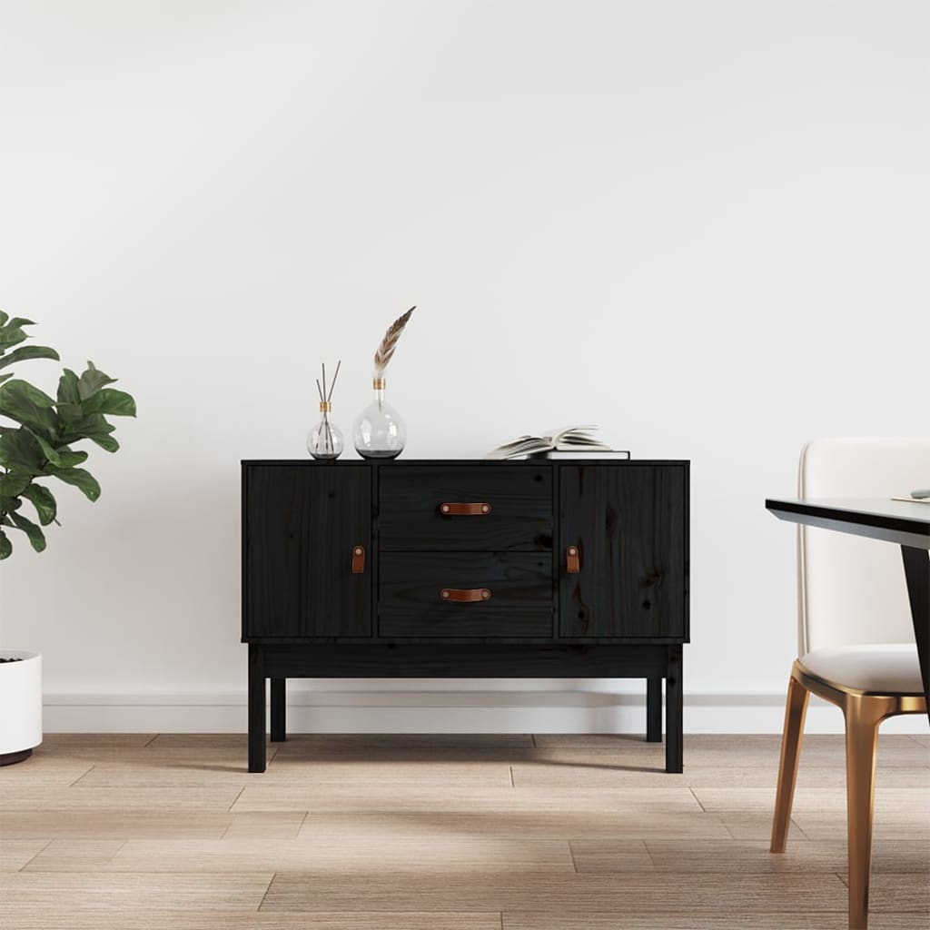 vidaXL Buffet Noir 110x40x78 cm Bois de pin massif