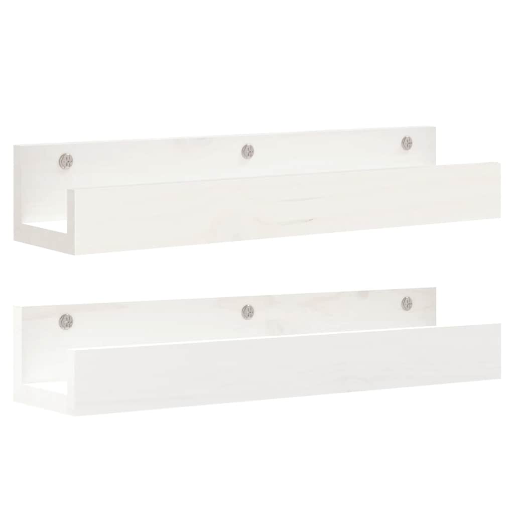vidaXL Wandregale 2 Stk. Weiß 50x12x9 cm Massivholz Kiefer