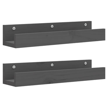 vidaXL Wandregale 2 Stk. Grau 50x12x9 cm Massivholz Kiefer