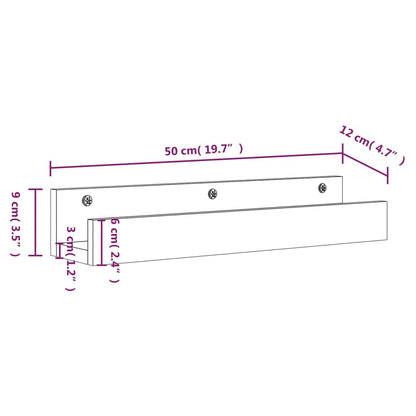 vidaXL Wandregale 2 Stk. Honigbraun 50x12x9 cm Massivholz Kiefer