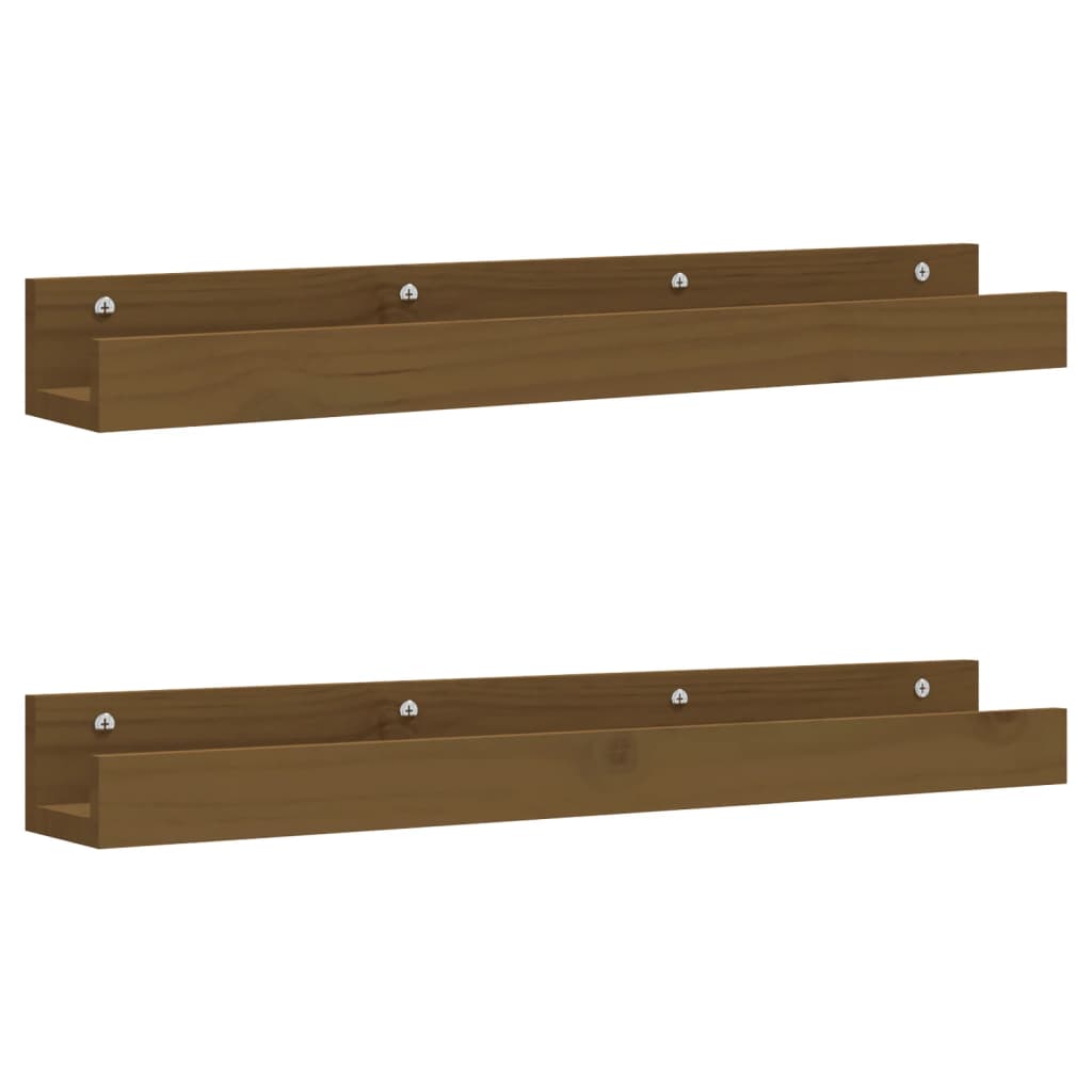 vidaXL Étagères murales 2 pcs Marron miel 80x12x9 cm Pin massif