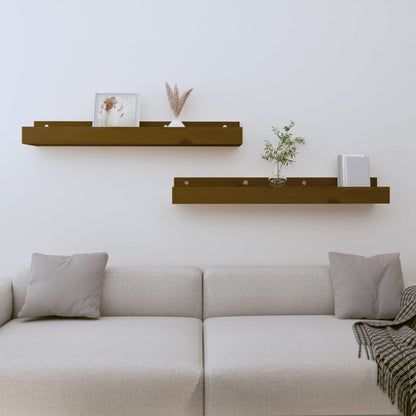 vidaXL Étagères murales 2 pcs Marron miel 80x12x9 cm Pin massif