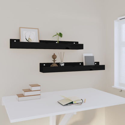 vidaXL Wandregale 2 Stk. Schwarz 80x12x9 cm Massivholz Kiefer
