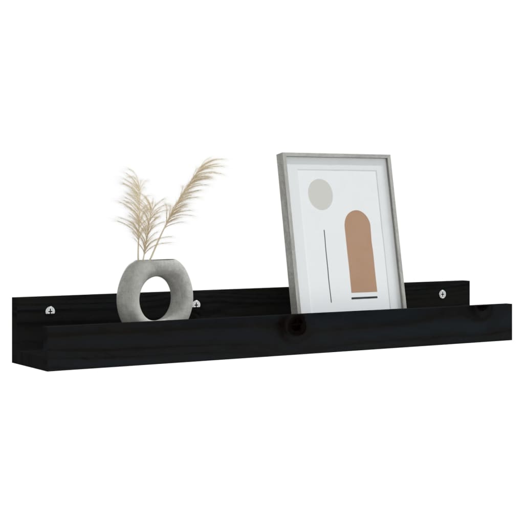 vidaXL Wandregale 2 Stk. Schwarz 80x12x9 cm Massivholz Kiefer