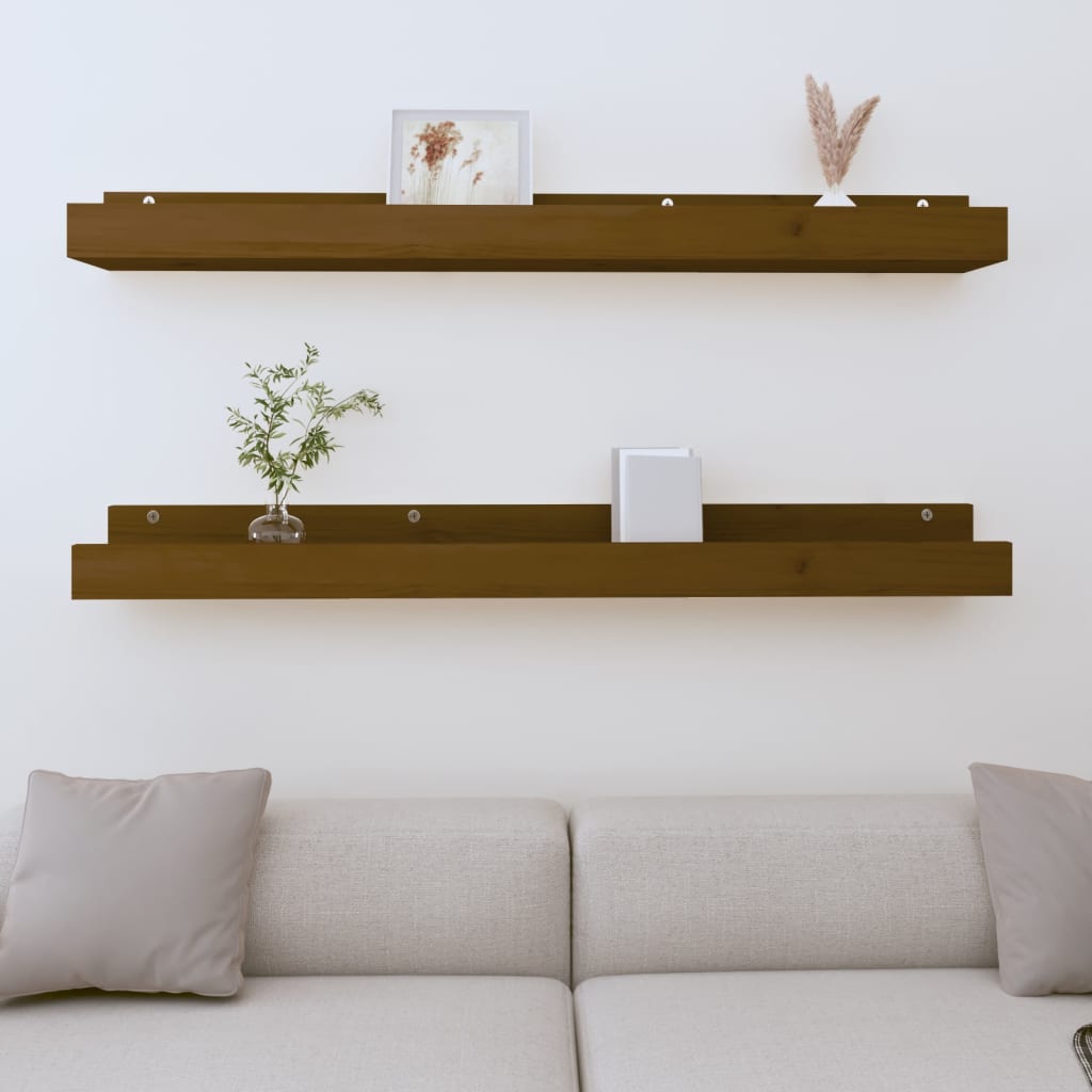 vidaXL Étagères murales 2 pcs Marron miel 110x12x9 cm Bois de pin massif