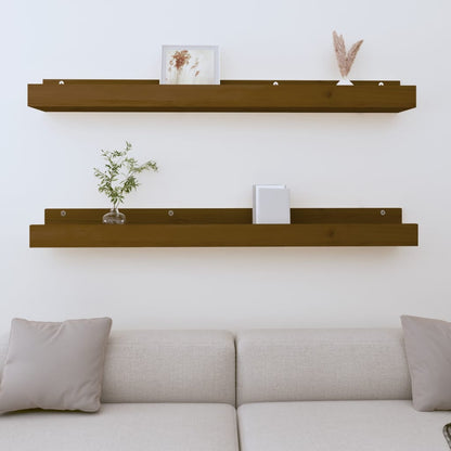 vidaXL Étagères murales 2 pcs Marron miel 110x12x9 cm Bois de pin massif