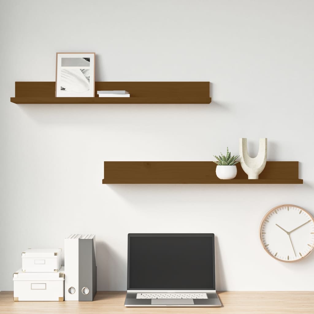 vidaXL Wandregale 2 Stk. Honigbraun 80x11x9 cm Massivholz Kiefer