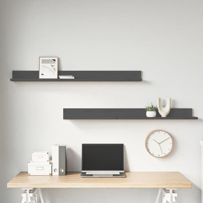 vidaXL Étagères murales 2 pcs Gris 110x11x9 cm Bois de pin massif