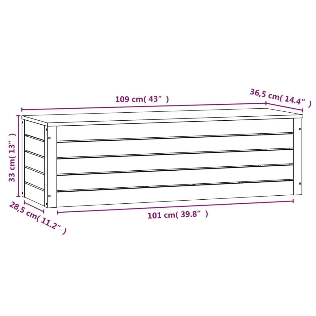 vidaXL Truhe 109x36,5x33 cm Massivholz Kiefer