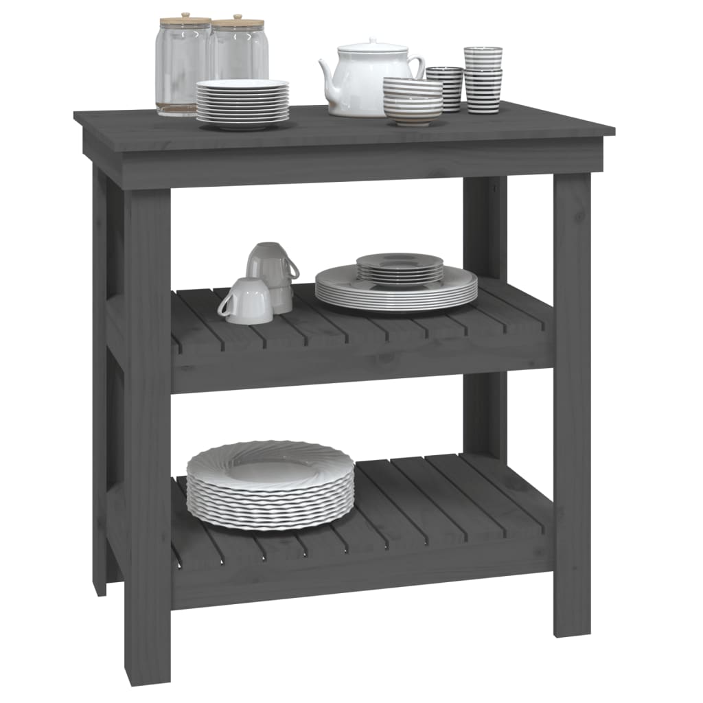 vidaXL Werkbank Grau 78,5x50x80 cm Massivholz Kiefer
