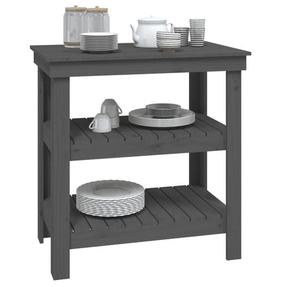 vidaXL Werkbank Grau 78,5x50x80 cm Massivholz Kiefer