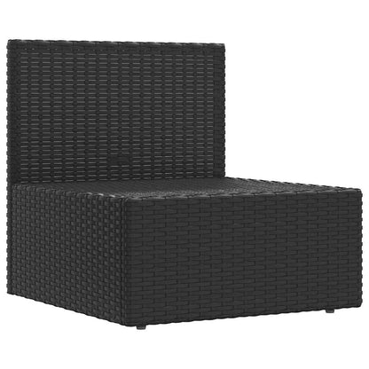 vidaXL Canapé central de jardin avec coussins en résine tressée noire