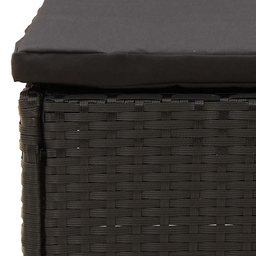 vidaXL Canapé central de jardin avec coussins en résine tressée noire