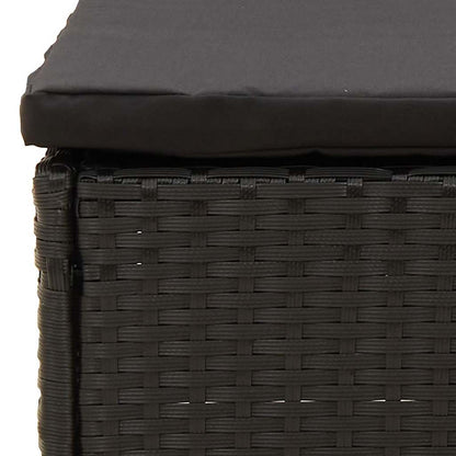 vidaXL Canapé central de jardin avec coussins en résine tressée noire