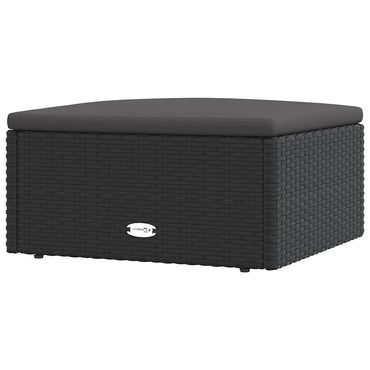 vidaXL Tabouret de jardin avec coussin résine tressée noir